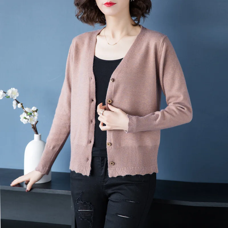 Spring Autumn Women's Sweater Single-breasted V-neck Fashion Cardigan Sweaters Female Long Sleeve Solid Color Casual Top H9359
Spring Autumn Women's Sweater Single-breasted V-neck Fashion Cardigan Sweaters Female Long Sleeve Solid Color Casual Top H9359