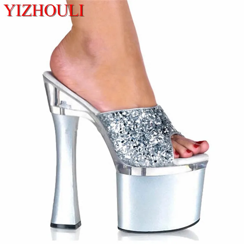 New high heels 18 cm root sexy fashion sequined vamp, summer model stage performance slippers
New high heels 18 cm root sexy fashion sequined vamp, summer model stage performance slippers