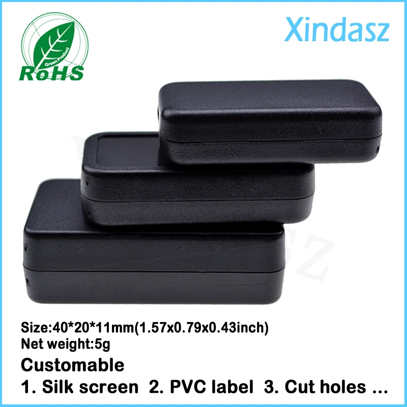 (100pcs/Lot) 40*20*11mm Black High quality Small Plastic outlet box project enclosure for electrical equipment Switch box
(100pcs/Lot) 40*20*11mm Black High quality Small Plastic outlet box project enclosure for electrical equipment Switch box
