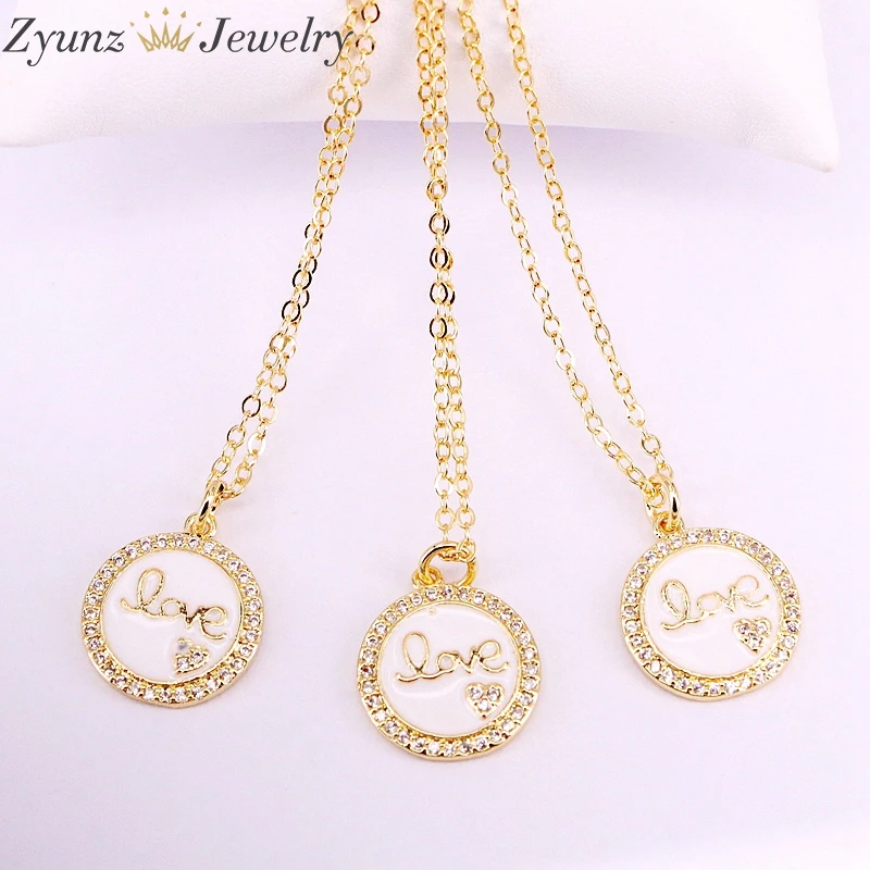 10 шт., модные украшения CZ Micro Pave, эмалированная подвеска «Любовь», ожерелье с кристаллами циркония, женские украшения
10 шт., модные украшения CZ Micro Pave, эмалированная подвеска «Любовь», ожерелье с кристаллами циркония, женские украшения