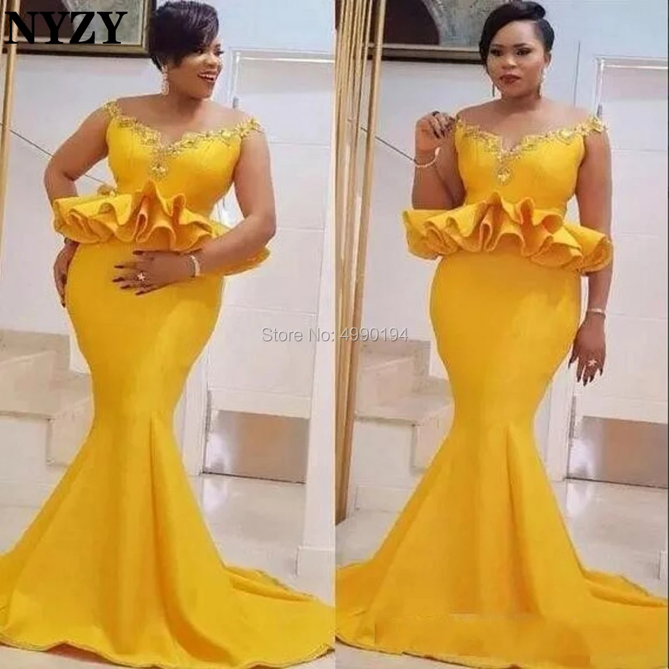 Africa Gold Evening Dress 2019 NYZY E163 Ruffles Satin Mermaid Evening Gown Robe de Soiree vestido de festa longo
Africa Gold Evening Dress 2019 NYZY E163 Ruffles Satin Mermaid Evening Gown Robe de Soiree vestido de festa longo