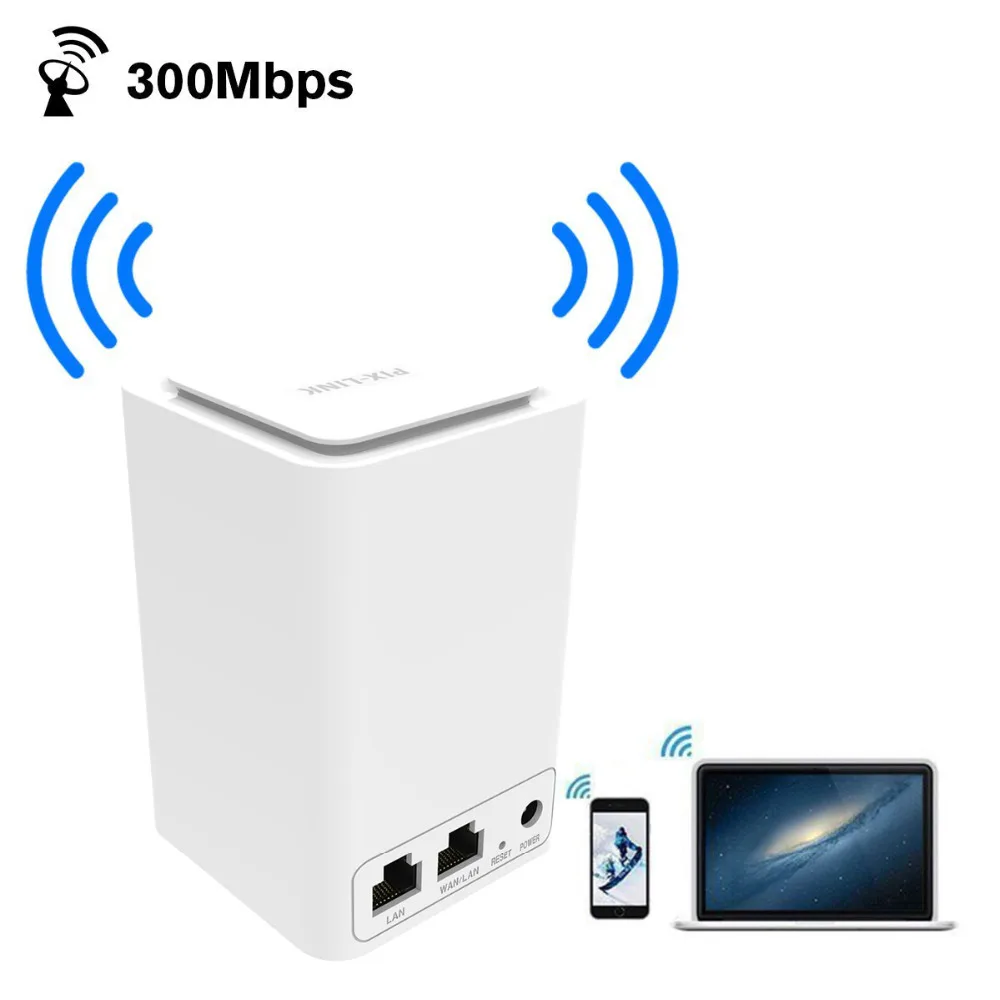 Расширитель диапазона Wi-Fi PIXLINK, 300 Мбит/с, встроенная антенна RJ45 
Расширитель диапазона Wi-Fi PIXLINK, 300 Мбит/с, встроенная антенна RJ45