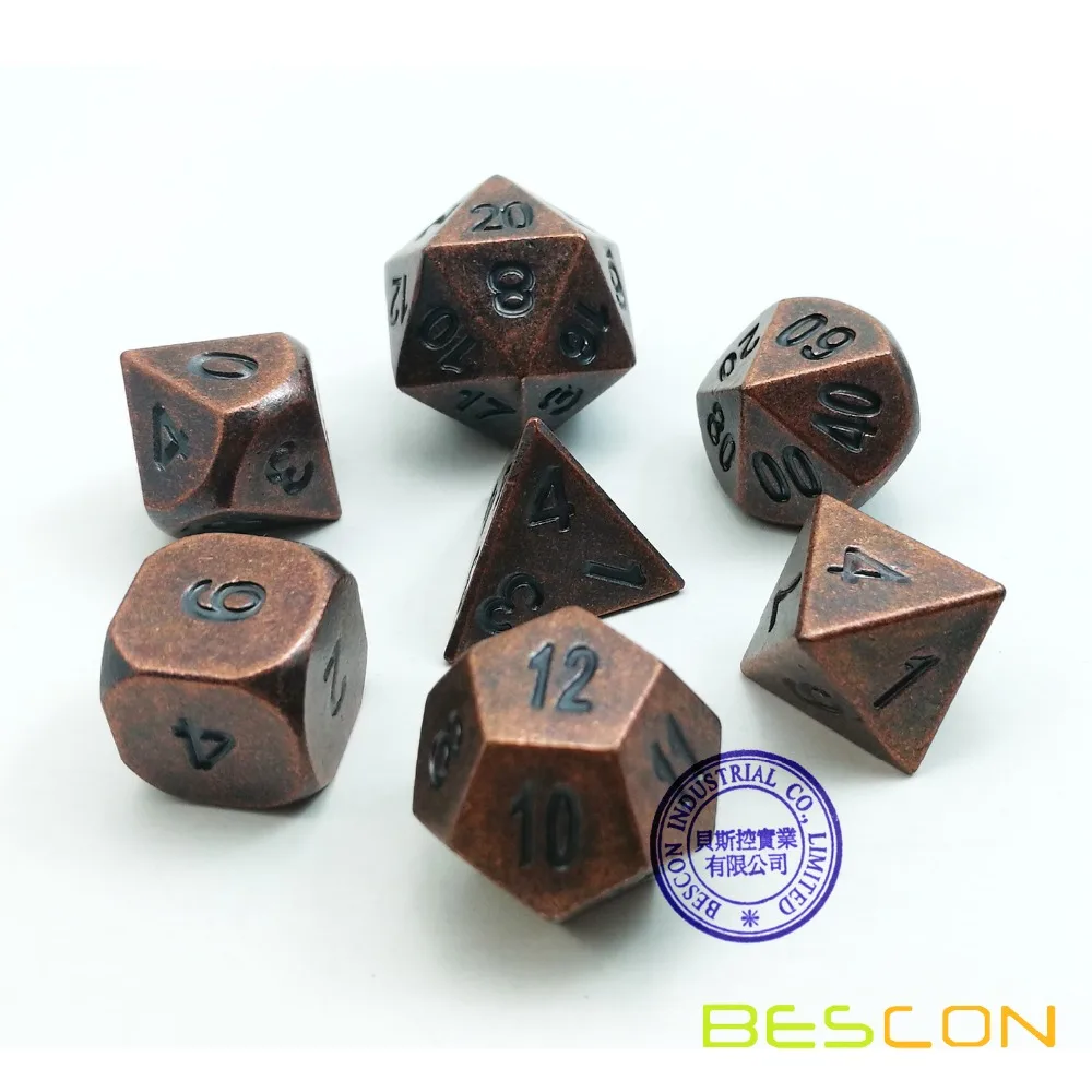 Bescon Antique Copper Solid Metal Polyhedral D&D Dice Set of 7 Old Copper Metal RPG Role Playing Game Dice 7pcs Set
Bescon Antique Copper Solid Metal Polyhedral D&D Dice Set of 7 Old Copper Metal RPG Role Playing Game Dice 7pcs Set