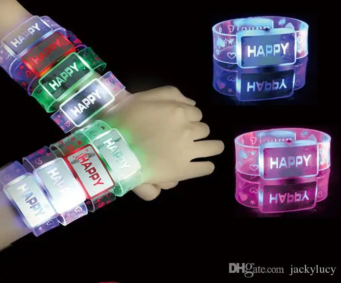 New Arrival Fashion Colorful Flashing Light LED Bracelet Toys HAPPY Glow Wrist Strap For Xmas Wedding Party Supplies Free Shippi
New Arrival Fashion Colorful Flashing Light LED Bracelet Toys HAPPY Glow Wrist Strap For Xmas Wedding Party Supplies Free Shippi
