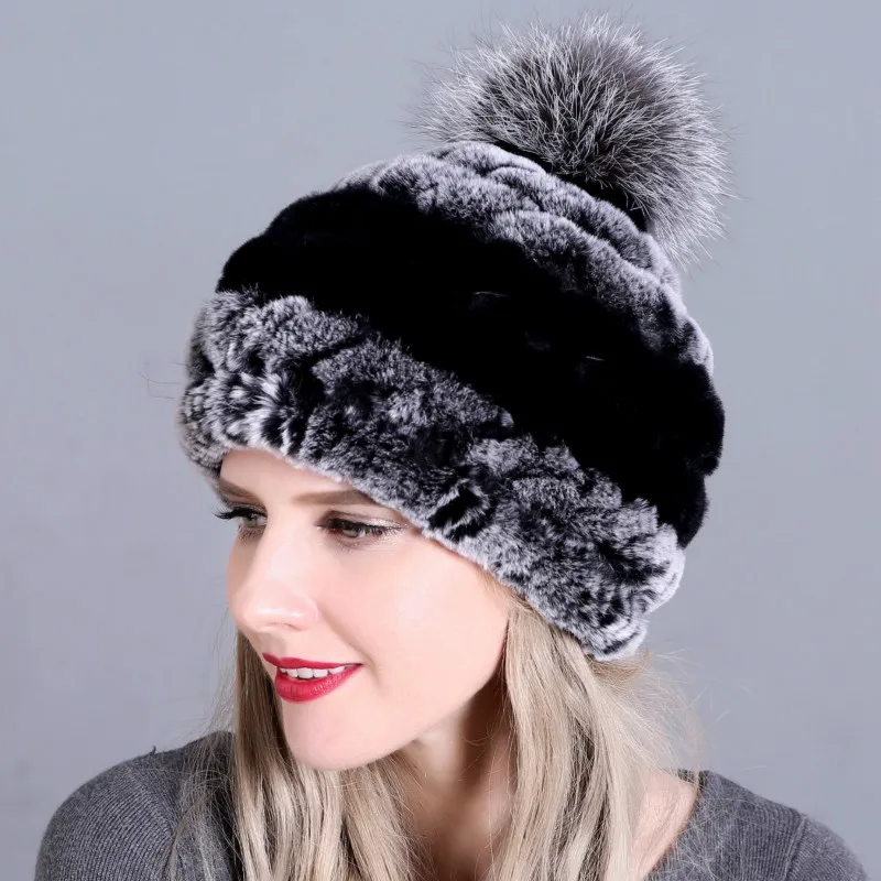 Winter Ladies Beanies Hat Rex Rabbit Fox Fur Warm Hairball Pompom Cap Women Ear Protection Soft Fashion Knitted Hats H7018
Winter Ladies Beanies Hat Rex Rabbit Fox Fur Warm Hairball Pompom Cap Women Ear Protection Soft Fashion Knitted Hats H7018