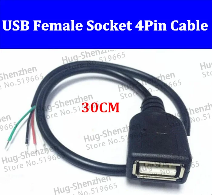 High quality USB female socket data adapter plug jcak Cable ,4Pin Cable ,Soldering ,DIY ,30CM 50pcs/lot
High quality USB female socket data adapter plug jcak Cable ,4Pin Cable ,Soldering ,DIY ,30CM 50pcs/lot