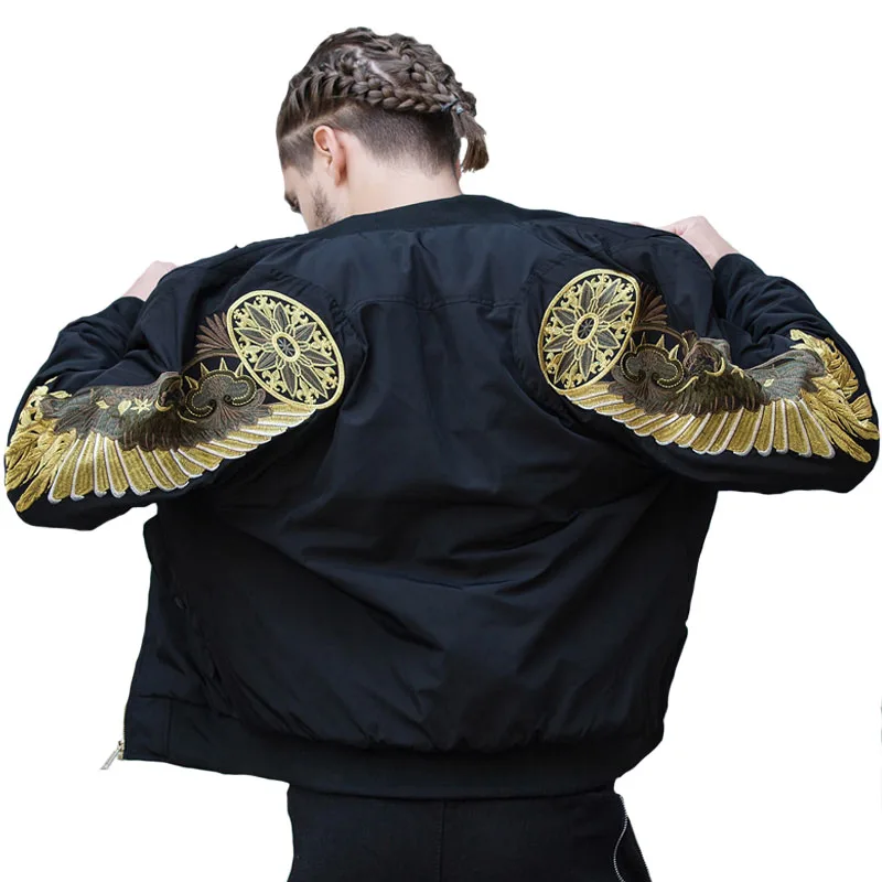 Spring Autumn Street Classic Men Bomber Jackets Gold Embroiderey Wings Man Youth Hip Hop Casual Loose Outerwear
Spring Autumn Street Classic Men Bomber Jackets Gold Embroiderey Wings Man Youth Hip Hop Casual Loose Outerwear