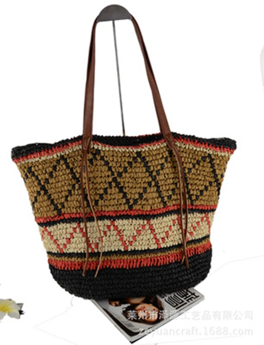 National style retro fashion rhombic braided straw braided beach bag vacation casual women's handbag
National style retro fashion rhombic braided straw braided beach bag vacation casual women's handbag