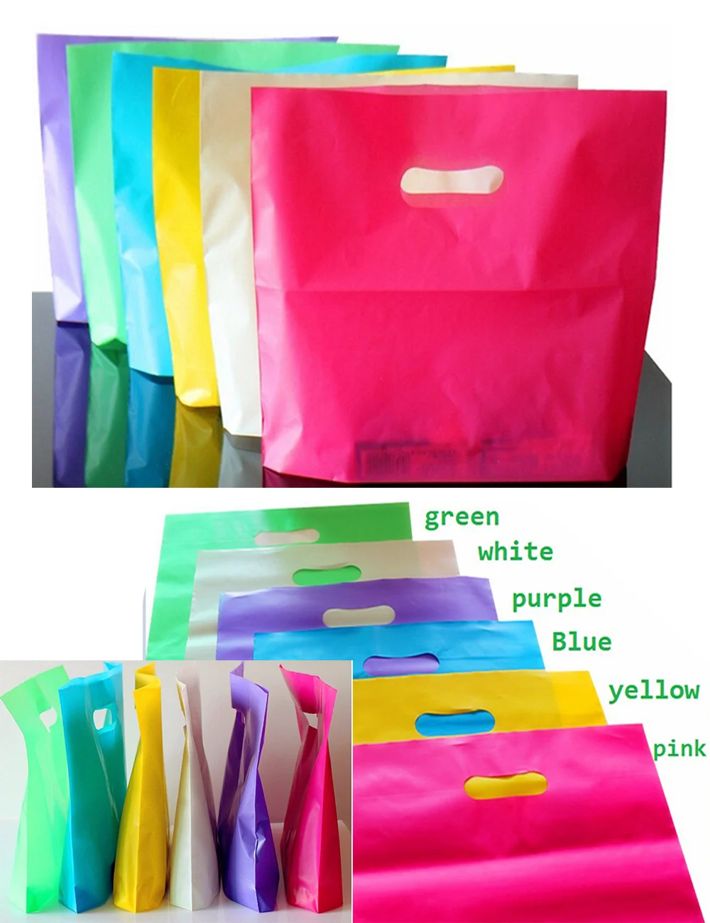 50pcs Colorful Plastic Shopping Bags with Handle Pink Boutique Clothes Gift Packaging Bag Christmas gift bag
50pcs Colorful Plastic Shopping Bags with Handle Pink Boutique Clothes Gift Packaging Bag Christmas gift bag