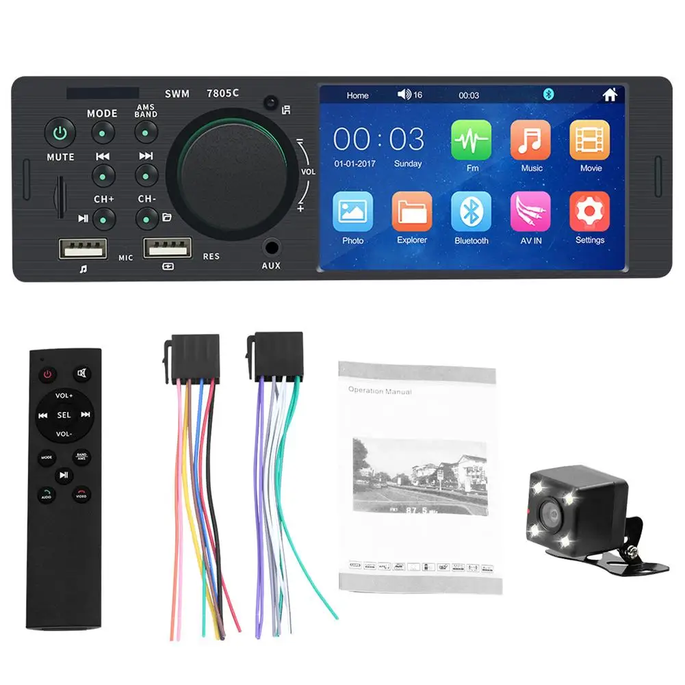 MP5 Player 4.1 Inch TFT 1 Din Car Touch Screen Radio Stereo FM Radio Bluetooth Can Be Connected To The Rear View Camera
MP5 Player 4.1 Inch TFT 1 Din Car Touch Screen Radio Stereo FM Radio Bluetooth Can Be Connected To The Rear View Camera