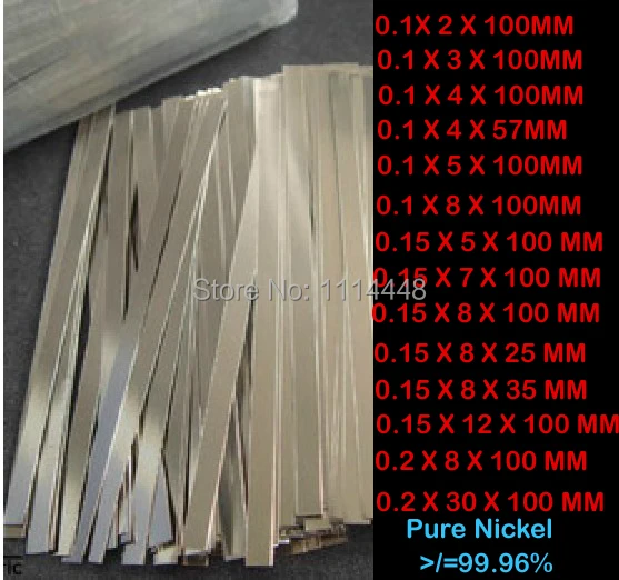0.1*4*100mm 100pcs Pure Nickel Plate Strap Strip Sheets 99.96% for battery spot welding machine Welder Equipment
0.1*4*100mm 100pcs Pure Nickel Plate Strap Strip Sheets 99.96% for battery spot welding machine Welder Equipment