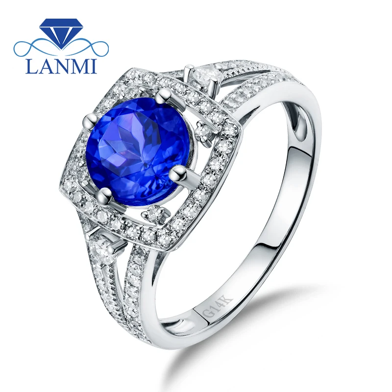 LANMI Natural Blue Tanzanite Rings Solid 14Kt White Gold Real Diamonds Round Cut 7mm Tanzanite Rings Women
LANMI Natural Blue Tanzanite Rings Solid 14Kt White Gold Real Diamonds Round Cut 7mm Tanzanite Rings Women