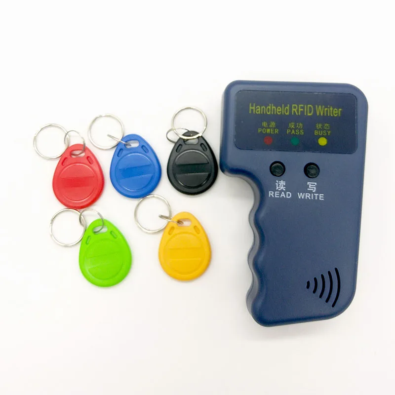 Handheld 125KHz EM4100 TK4100 RFID Copier Writer Duplicator Programmer Reader + 5pcs EM4305 Rewritable ID Keyfobs Tag
Handheld 125KHz EM4100 TK4100 RFID Copier Writer Duplicator Programmer Reader + 5pcs EM4305 Rewritable ID Keyfobs Tag