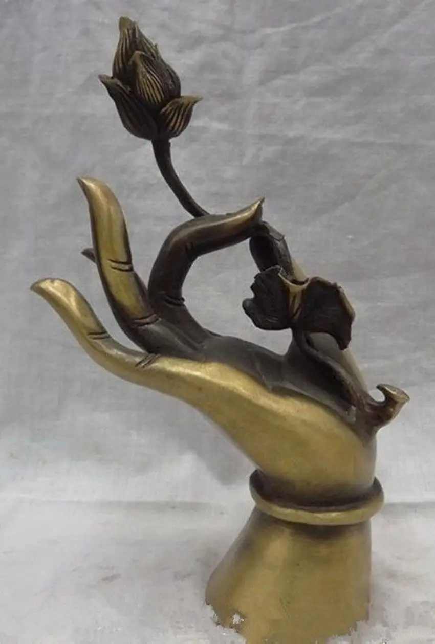 8" Exquisite China Brass Buddhism Sculpture Buddha Hand Holding Lotus Statue
8" Exquisite China Brass Buddhism Sculpture Buddha Hand Holding Lotus Statue