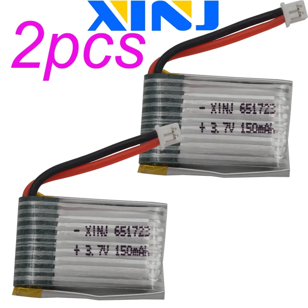 XINJ 2pcs 3.7V 150 mAh 20C JST-XH 1.25mm 651723 Polymer Li Battery For JRC H20 H36 NH010 Drone Efficient Mini Four-Axis Aircraft
XINJ 2pcs 3.7V 150 mAh 20C JST-XH 1.25mm 651723 Polymer Li Battery For JRC H20 H36 NH010 Drone Efficient Mini Four-Axis Aircraft