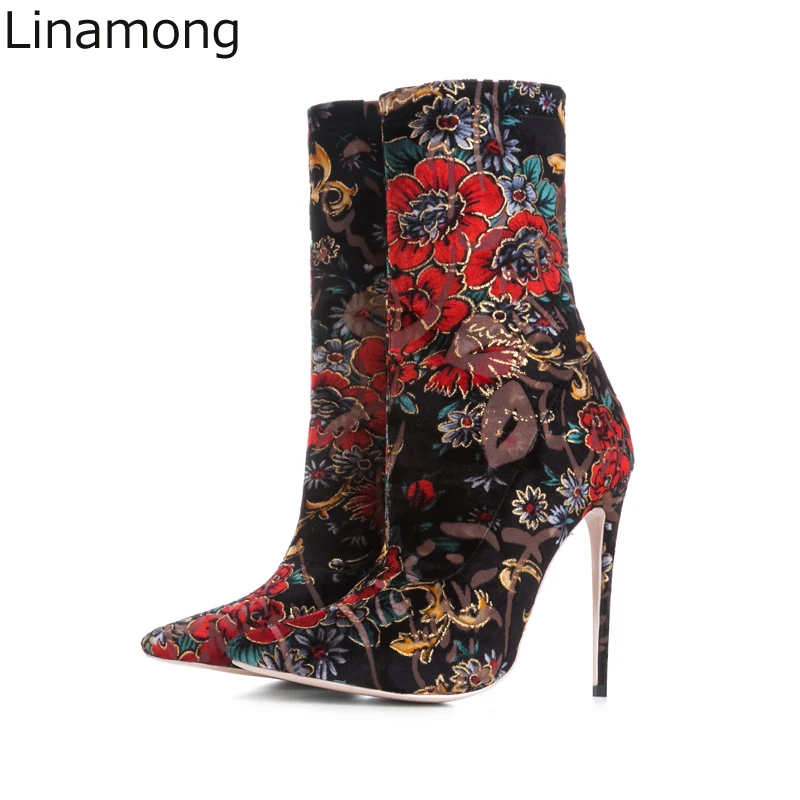 Sexy Spring Multi Floral Fabric Ankle Boots Pointy toe Bottines Stiletto High Heel Women Slip on Party Flower Boots Shoes Woman
Sexy Spring Multi Floral Fabric Ankle Boots Pointy toe Bottines Stiletto High Heel Women Slip on Party Flower Boots Shoes Woman