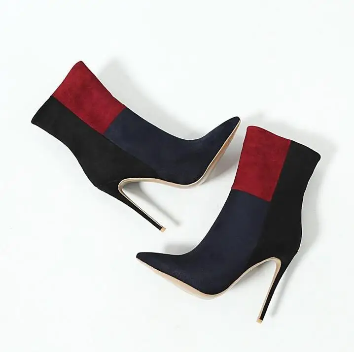 Real Photo Black Red Mixed Colors Socks Ankle Boots Pointed Toe Side Zipper Womens Suede Winter Boots Thin Heels Ladies Shoes
Real Photo Black Red Mixed Colors Socks Ankle Boots Pointed Toe Side Zipper Womens Suede Winter Boots Thin Heels Ladies Shoes