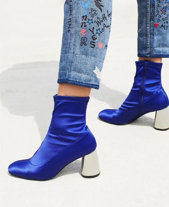 Spring Orange Fabric Women Sexy Ankle Boots Mirror Laser Chunky Heel Ladies Knight Boots 2018 Fashion High Heel Boots Size 42
Spring Orange Fabric Women Sexy Ankle Boots Mirror Laser Chunky Heel Ladies Knight Boots 2018 Fashion High Heel Boots Size 42