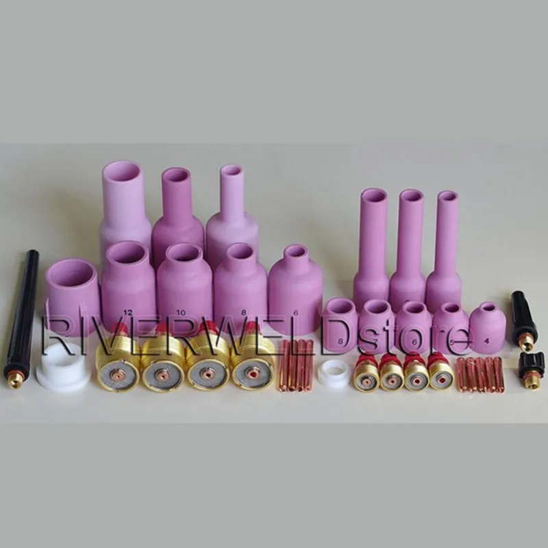 TIG KIT Gas Lens Collet Body Back Cap & Ceramic Cup Consumables Accessories Fit TIG Welding Torch SR WP 9 20 25, 38pcs
TIG KIT Gas Lens Collet Body Back Cap & Ceramic Cup Consumables Accessories Fit TIG Welding Torch SR WP 9 20 25, 38pcs