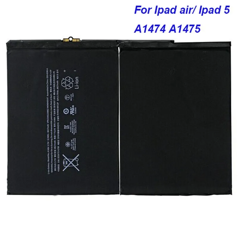 Genuine 8827mAh Internal Replacement battery A1474 1475 A1484 for ipad 5 ipad Air tablet 1484 A1474 1475 repair parts batteria
Genuine 8827mAh Internal Replacement battery A1474 1475 A1484 for ipad 5 ipad Air tablet 1484 A1474 1475 repair parts batteria