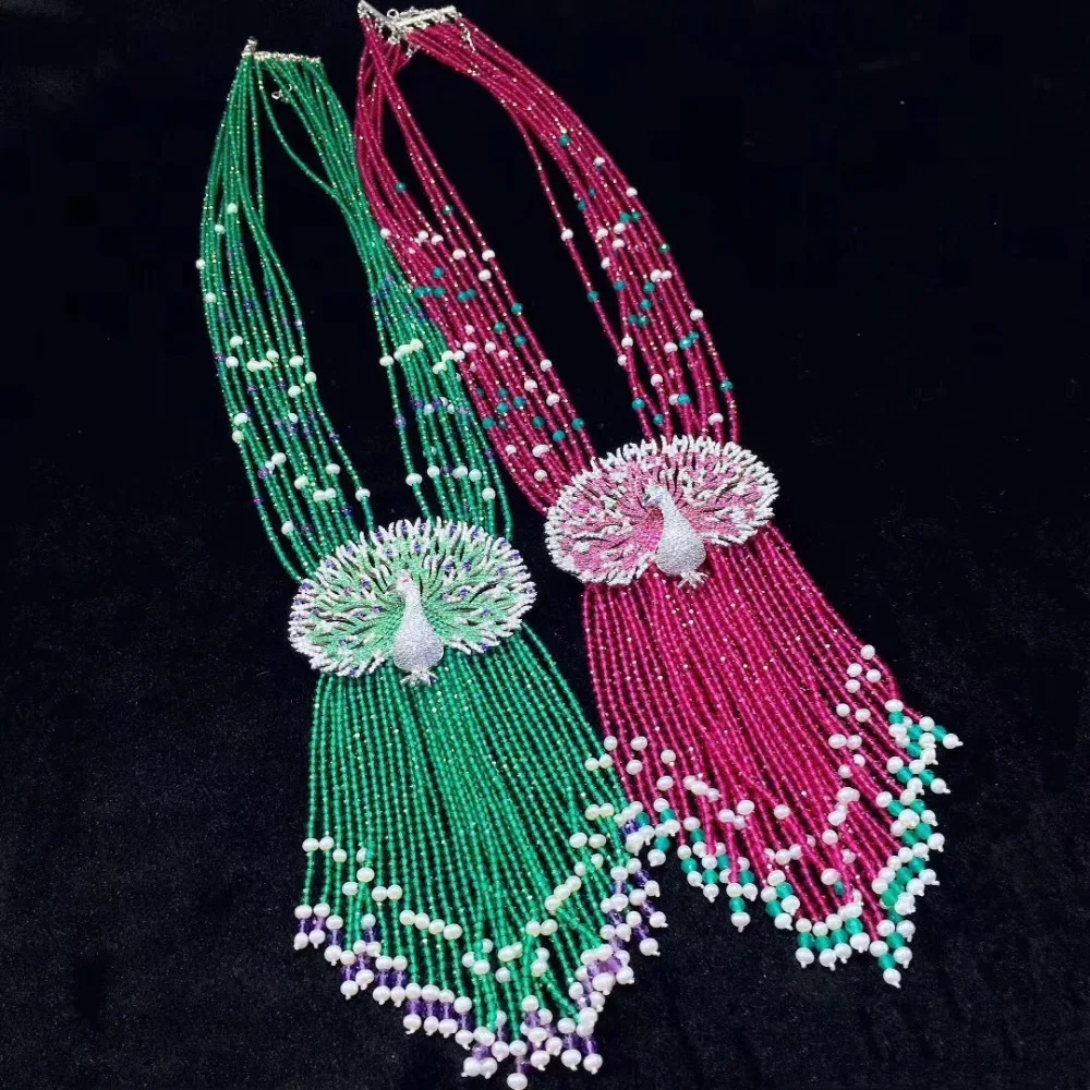 natural semi-precious stone pendant necklace peacock animal with tassels 925 sterling silver with cubic zircon green color
natural semi-precious stone pendant necklace peacock animal with tassels 925 sterling silver with cubic zircon green color