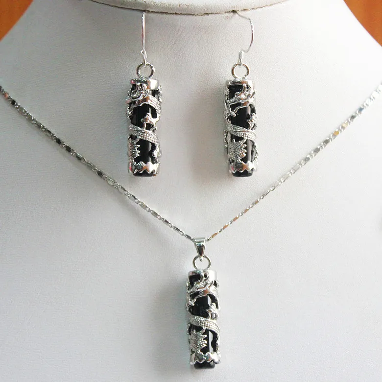 unique design silver plated black cylinder natural jade +silver plated pendant & earrings set with free chain
unique design silver plated black cylinder natural jade +silver plated pendant & earrings set with free chain