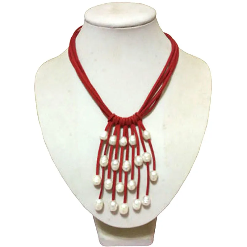 Wholesale 17 inches Red Leather Natural White Rice Pearl Handmade Tassel Necklace
Wholesale 17 inches Red Leather Natural White Rice Pearl Handmade Tassel Necklace