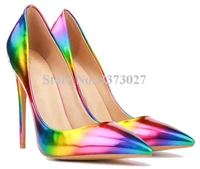 Sexy Pointed Toe Rainbow Color Patent Leather High Heels Ladies Pumps Fashion Thin Heel Stiletto Dress Shoes
Sexy Pointed Toe Rainbow Color Patent Leather High Heels Ladies Pumps Fashion Thin Heel Stiletto Dress Shoes