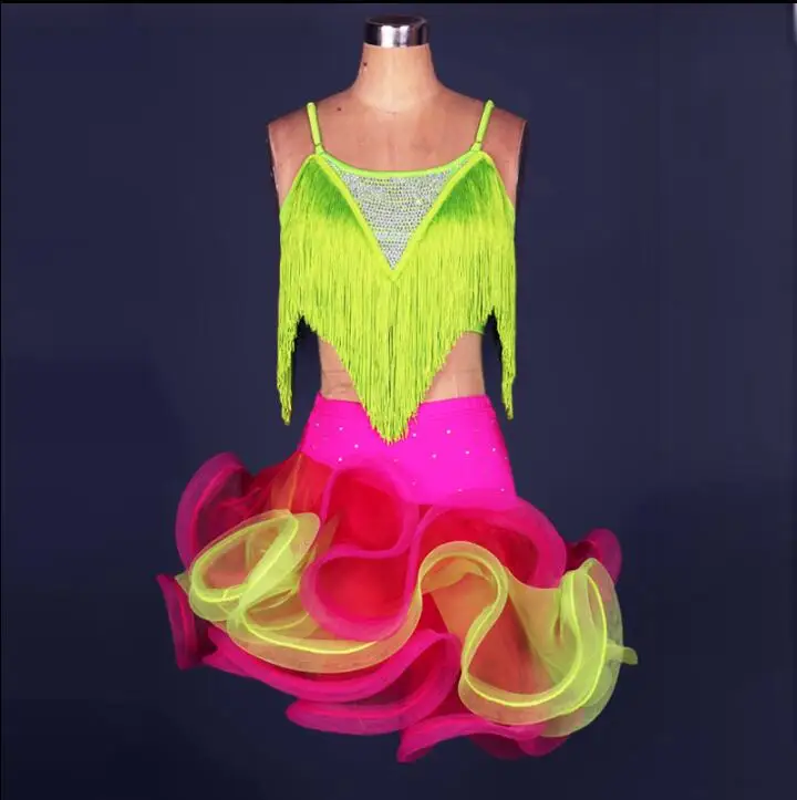 Latin Dance Dress Costumes Tassel Tango Rumba Stage Salsa Wavy Edge Performance Women Colourful
Latin Dance Dress Costumes Tassel Tango Rumba Stage Salsa Wavy Edge Performance Women Colourful
