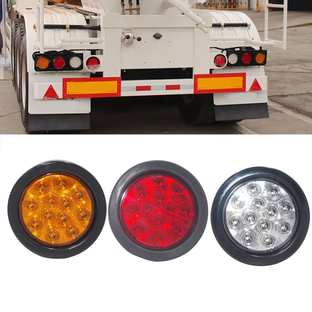 2Pcs 4" Inch Round 12LED Red/Amber/White Lens For Truck Trailer Stop Turn Tail Brake Side marker driving Light
2Pcs 4" Inch Round 12LED Red/Amber/White Lens For Truck Trailer Stop Turn Tail Brake Side marker driving Light