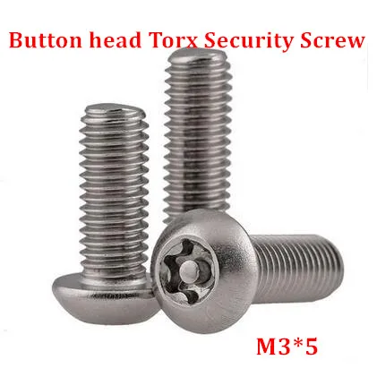 100pcs M3*5 ISO7380 Torx Button Head Tamper Proof Security Screw A2 Stainless Steel Anti-theft Screws
100pcs M3*5 ISO7380 Torx Button Head Tamper Proof Security Screw A2 Stainless Steel Anti-theft Screws