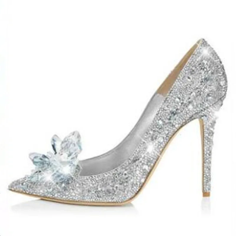 Elegant Glitter Rhinestone High Heels Cinderella Dress Shoes Thin Heel Pumps Crystal Pointed toe Bridal Wedding Party Shoes
Elegant Glitter Rhinestone High Heels Cinderella Dress Shoes Thin Heel Pumps Crystal Pointed toe Bridal Wedding Party Shoes