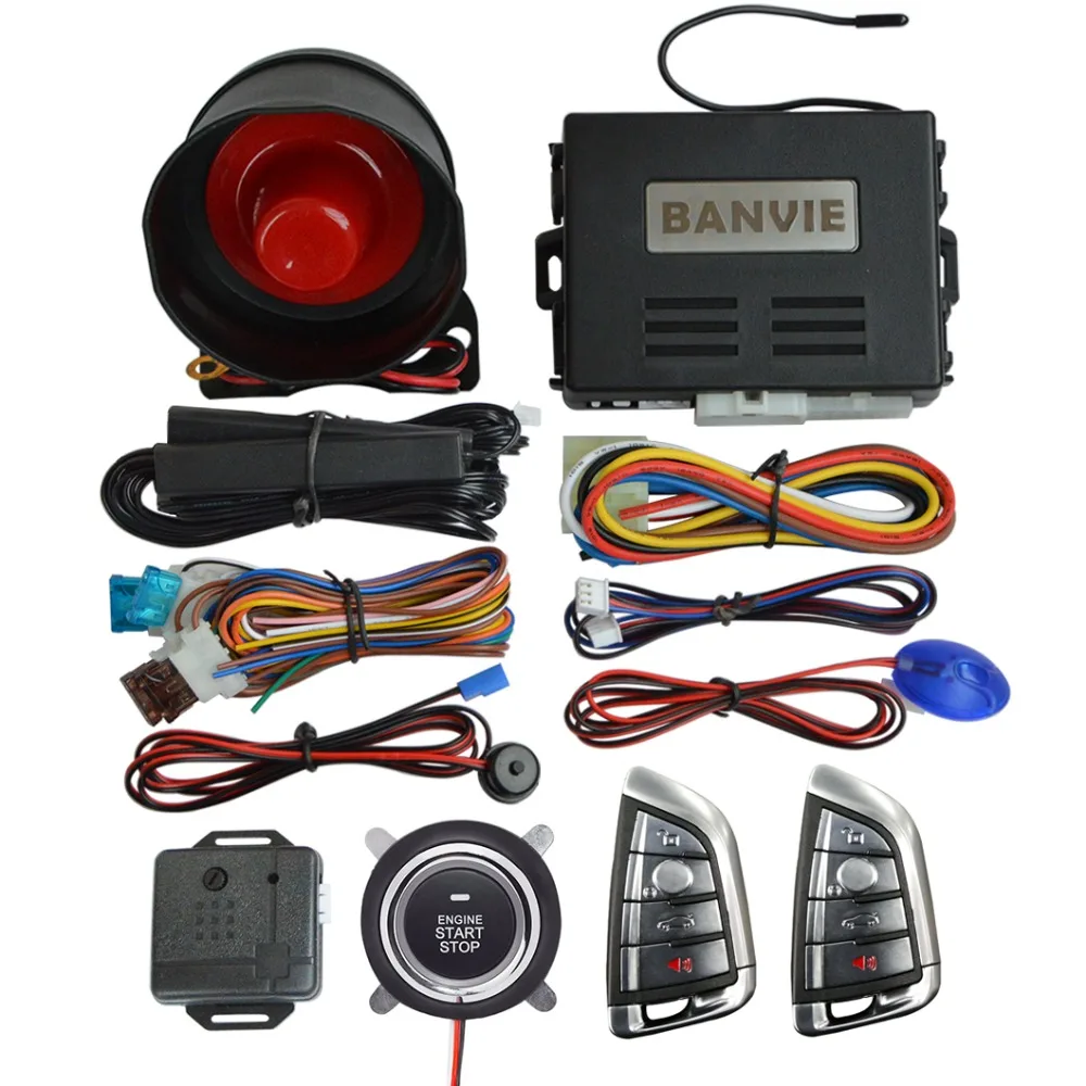 BANVIE Universal PKE Car Security Alarm System with Remote Engine Starter / Start Stop Push Button / Passive keyless go starline
BANVIE Universal PKE Car Security Alarm System with Remote Engine Starter / Start Stop Push Button / Passive keyless go starline