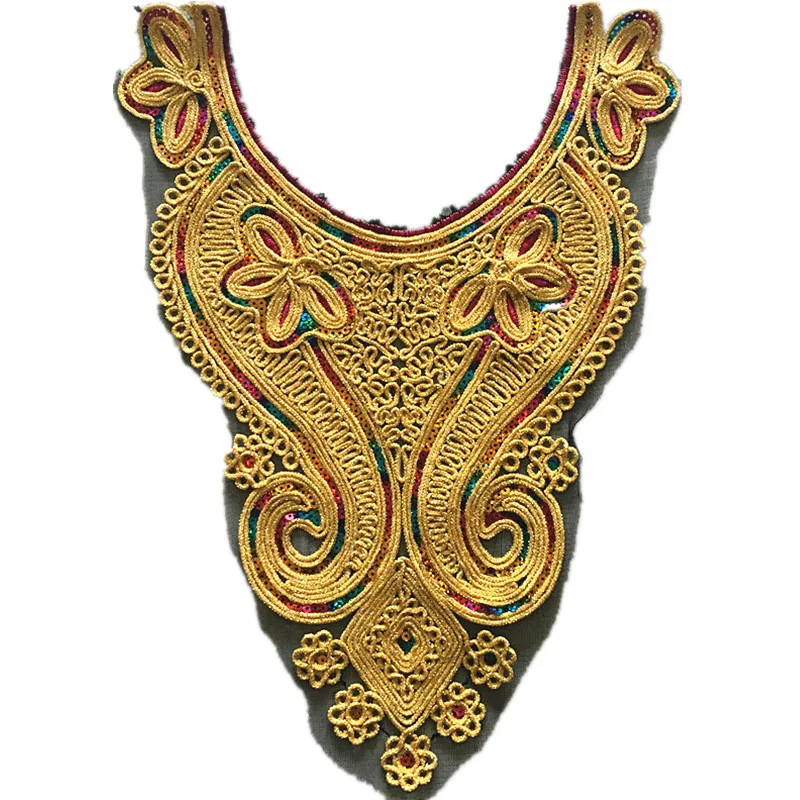 30x40cm Gold sequined Flower Embroidery Applique Neckline Lace Collar Beaded Diy Clothing Sewing Craft
30x40cm Gold sequined Flower Embroidery Applique Neckline Lace Collar Beaded Diy Clothing Sewing Craft