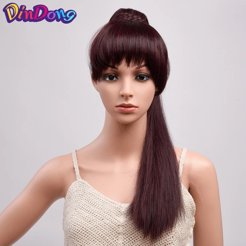 DinDong Long Straight Synthetic Clip In Hair Extension 22'' Pony tail With Bangs Red Black Brown Afro Ponytail For Women
DinDong Long Straight Synthetic Clip In Hair Extension 22'' Pony tail With Bangs Red Black Brown Afro Ponytail For Women