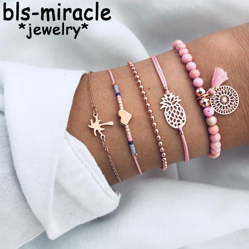 Bls-miracle Bohemian Tassel Beads Charm Bracelets Set For Women Fashion Pineapple Heart Multiple Styles Bracelet Jewelry Gift
Bls-miracle Bohemian Tassel Beads Charm Bracelets Set For Women Fashion Pineapple Heart Multiple Styles Bracelet Jewelry Gift