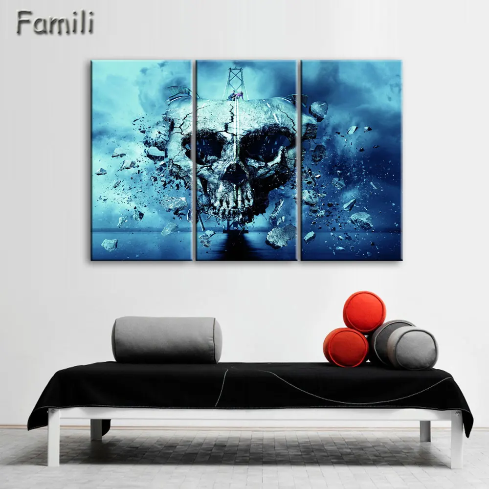 New 3 Piece canvas art Skull Abstract Canvas Painting For Bar Decoration for home Wall Painting Modular Pictures poster
New 3 Piece canvas art Skull Abstract Canvas Painting For Bar Decoration for home Wall Painting Modular Pictures poster