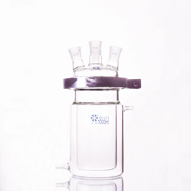 Double-layer cylindrical flat bottom open reactor bottle 1000ml,150mm flange,With iron clip,Cover with four ground mouth 24/29
Double-layer cylindrical flat bottom open reactor bottle 1000ml,150mm flange,With iron clip,Cover with four ground mouth 24/29
