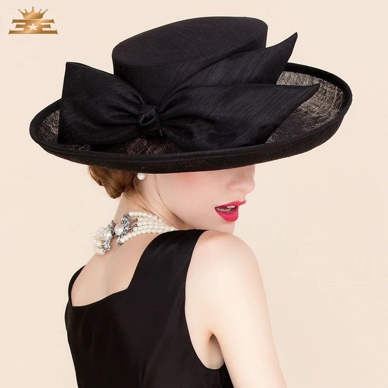 Summer Wedding Black Linen Fedora Hat For Women Large Brimmed Bowknot Dress Kentucky Derby Hats B-8173
Summer Wedding Black Linen Fedora Hat For Women Large Brimmed Bowknot Dress Kentucky Derby Hats B-8173
