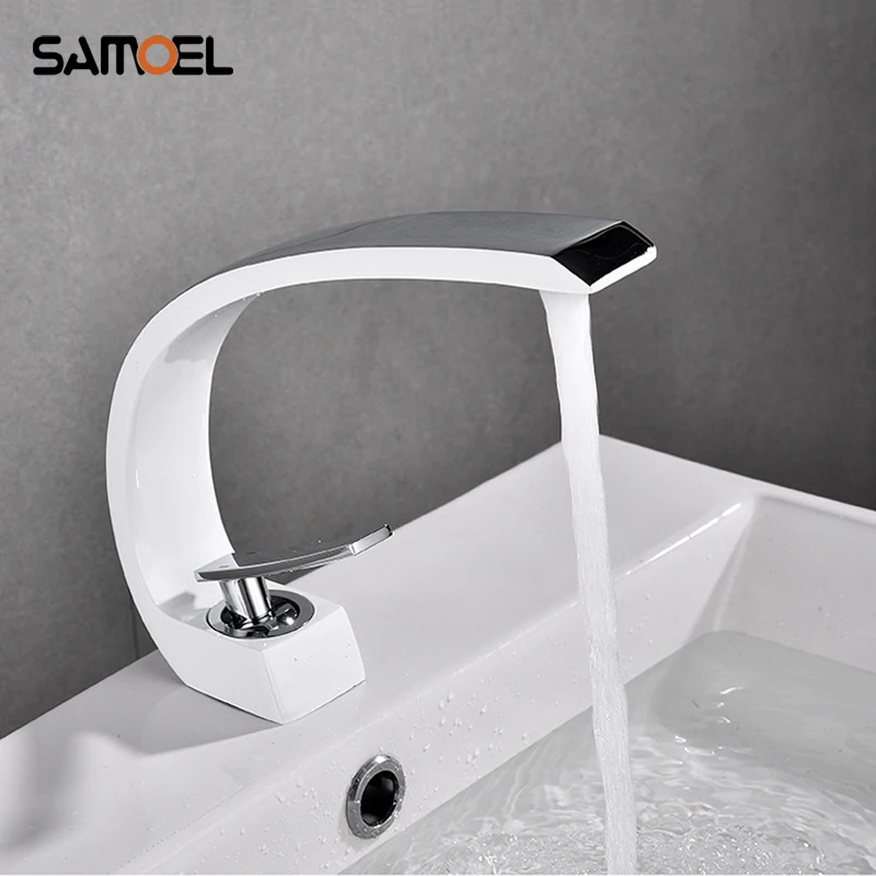 Samoel Creative Brass Bathroom Sink Faucet Deck Mount White Paint Basin Mixer Taps Cold Hot Water Tap W3038
Samoel Creative Brass Bathroom Sink Faucet Deck Mount White Paint Basin Mixer Taps Cold Hot Water Tap W3038