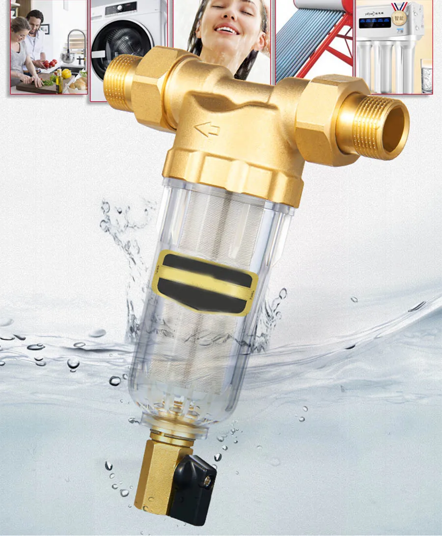 Prefilter water filter First step of water purifier system Brass front filter central household high flow backwash water purifi
Prefilter water filter First step of water purifier system Brass front filter central household high flow backwash water purifi