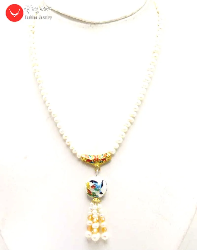 Qingmos Natural Pearl Necklace for Women with 5-6mm White Round Pearl & 18mm Pink Cloisonne Pendant Necklace Fine Jewelry 18''
Qingmos Natural Pearl Necklace for Women with 5-6mm White Round Pearl & 18mm Pink Cloisonne Pendant Necklace Fine Jewelry 18''