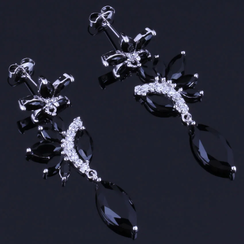 Dazzling Long Marquise Black Cubic Zirconia White CZ Silver Plated Drop Dangle Earrings V0788
Dazzling Long Marquise Black Cubic Zirconia White CZ Silver Plated Drop Dangle Earrings V0788