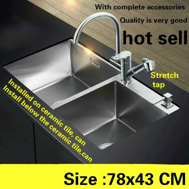 Free shipping Food grade 304 stainless steel fashion standard kitchen sink 3 mm thick durable the double groove 780x430 MM
Free shipping Food grade 304 stainless steel fashion standard kitchen sink 3 mm thick durable the double groove 780x430 MM