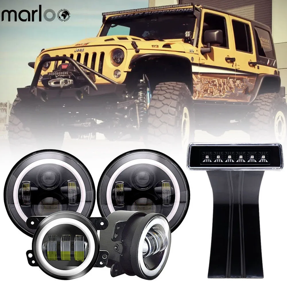 For 07-18 Jeep Wrangler JK Accessories DOT 80W 7 Inch Round LED Headlight White Halo 4" 30W Fog Lights With 3rd Brake Light Set
For 07-18 Jeep Wrangler JK Accessories DOT 80W 7 Inch Round LED Headlight White Halo 4" 30W Fog Lights With 3rd Brake Light Set