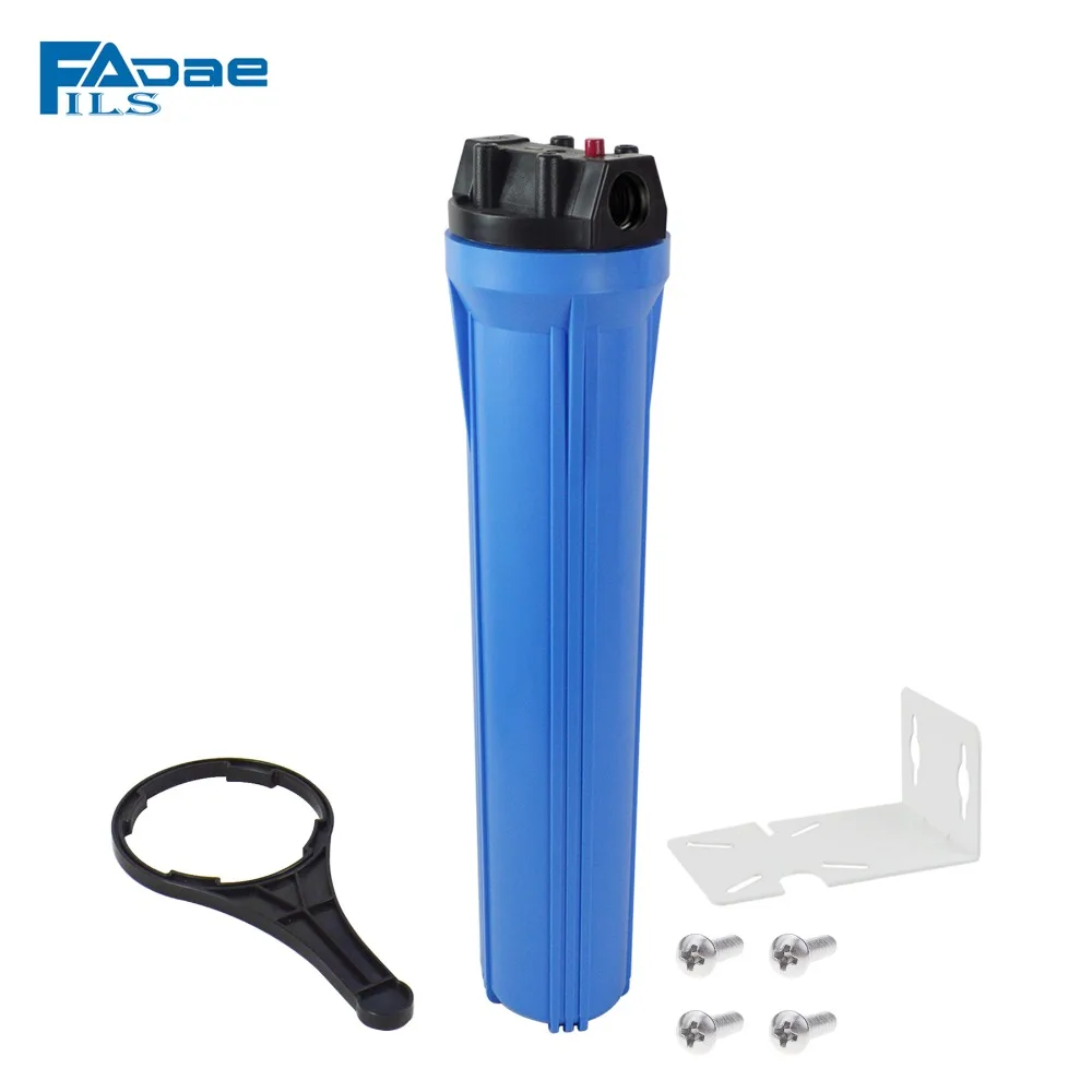 20-Inch Standard Slim Line 2.5" x 20" Blue Filter Housing 1-inch Plastic port for whole house include bracket, wrench and screws
20-Inch Standard Slim Line 2.5" x 20" Blue Filter Housing 1-inch Plastic port for whole house include bracket, wrench and screws