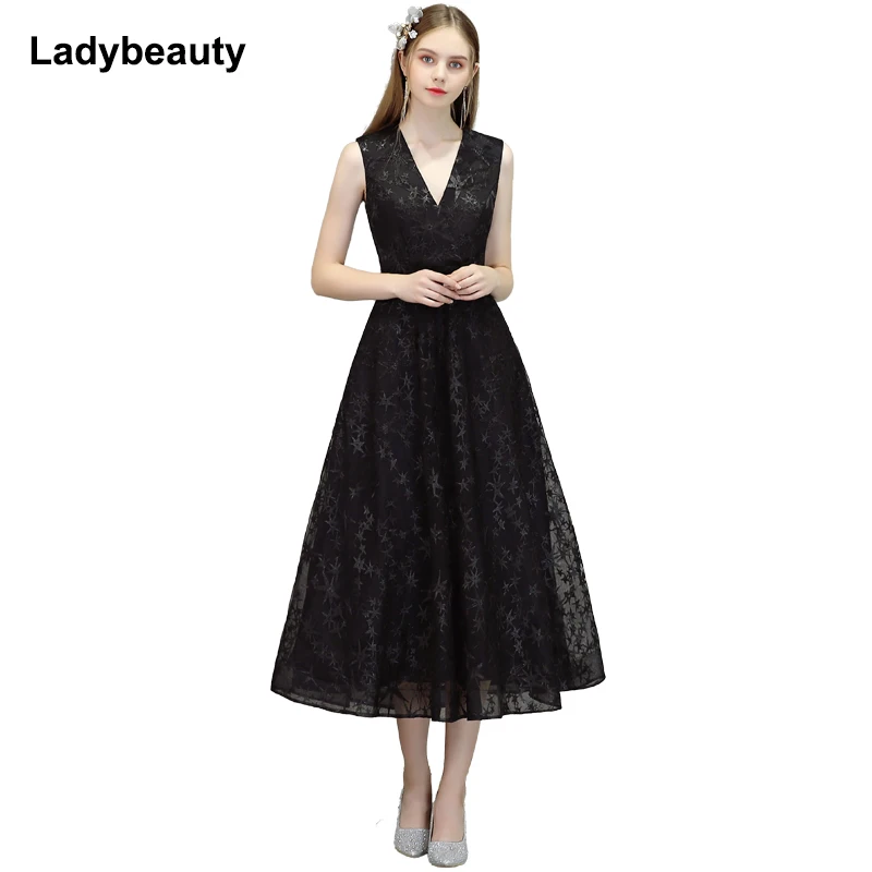 Ladybeauty Short Evening Dress Banquet Sleeveless evening dress 2019 new black V-neck ladies prom party dress
Ladybeauty Short Evening Dress Banquet Sleeveless evening dress 2019 new black V-neck ladies prom party dress