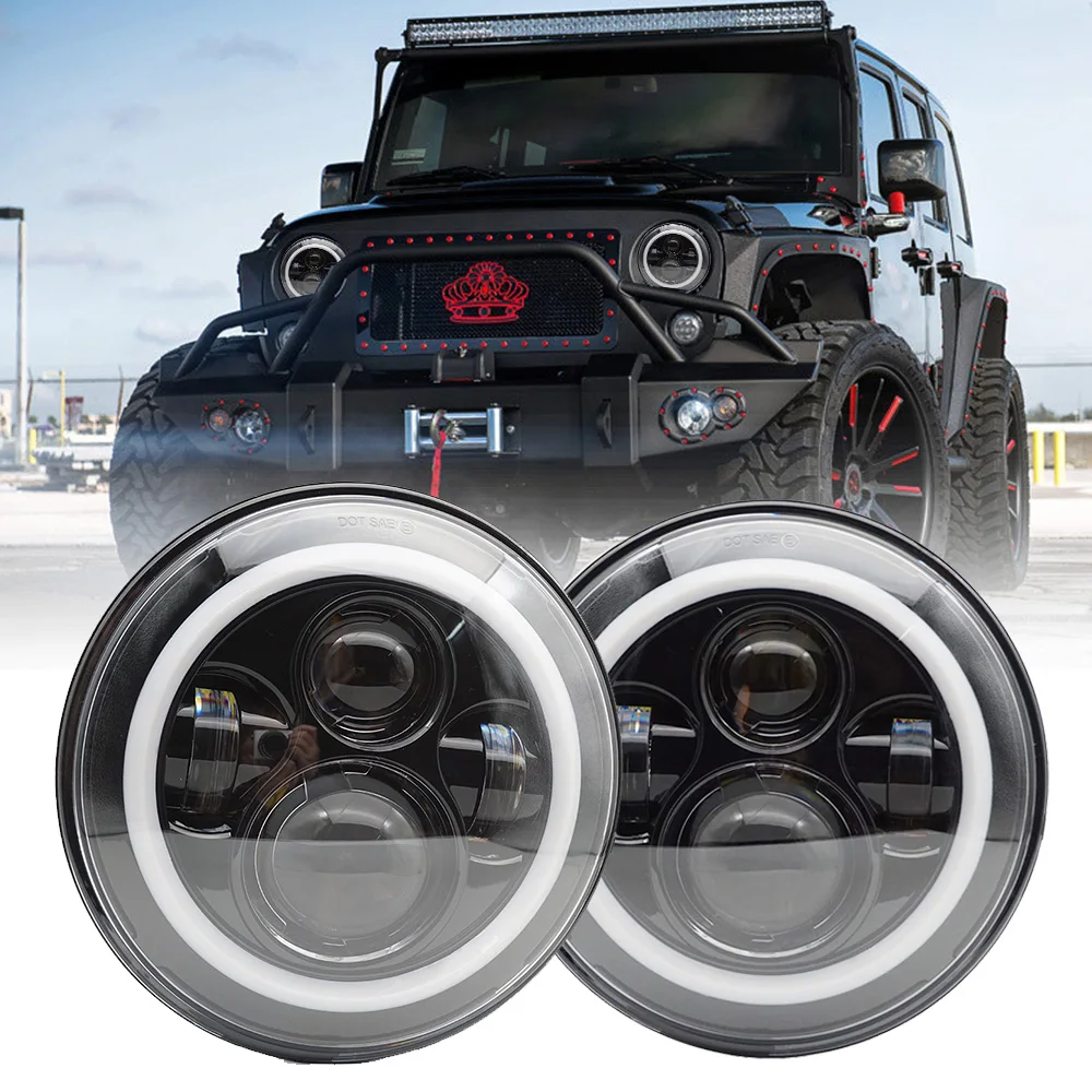 7inch Round Led Headlight High Low Beam Light Halo Angle Eyes DRL Headlamp For Jeep Wrangler Off Road 4x4 Lada Hummer Land Rover
7inch Round Led Headlight High Low Beam Light Halo Angle Eyes DRL Headlamp For Jeep Wrangler Off Road 4x4 Lada Hummer Land Rover