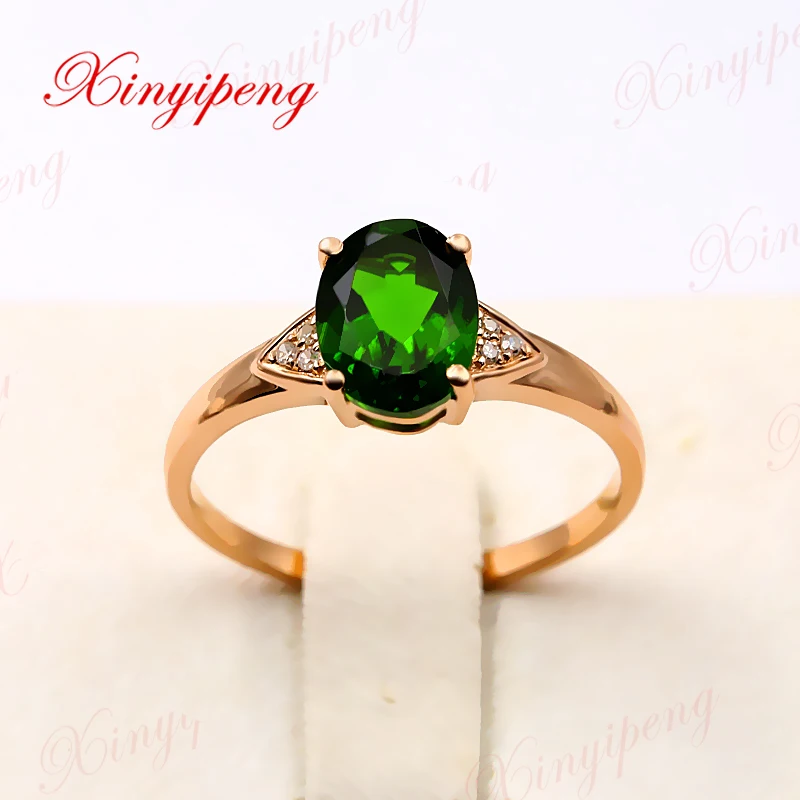 Xinyipeng18K rose gold inlaid natural diopside ring with diamond size 6 * 8 women style beautiful generous
Xinyipeng18K rose gold inlaid natural diopside ring with diamond size 6 * 8 women style beautiful generous
