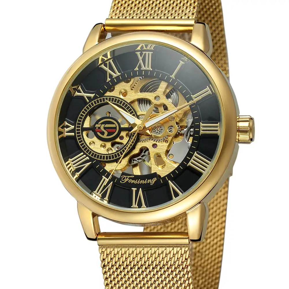 Forsining black surface gold Roman numerals strap seconds needle hollow automatic mechanical watch men's wrist watch
Forsining black surface gold Roman numerals strap seconds needle hollow automatic mechanical watch men's wrist watch